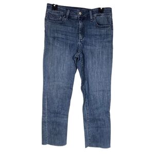 NYDJ Sheri Ankle Lift & Tuck Size 8 Blue Denim Jeans Frayed Ankles